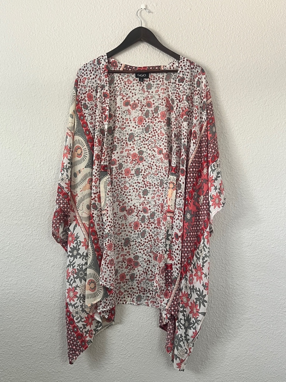 GiGio USA Mixed Floral Boho Kimono Open Front Size M